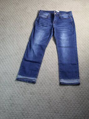 Salvaje Denim Size 15 Mid Rise Straight Leg Distressed Two-toned Hem Jeans